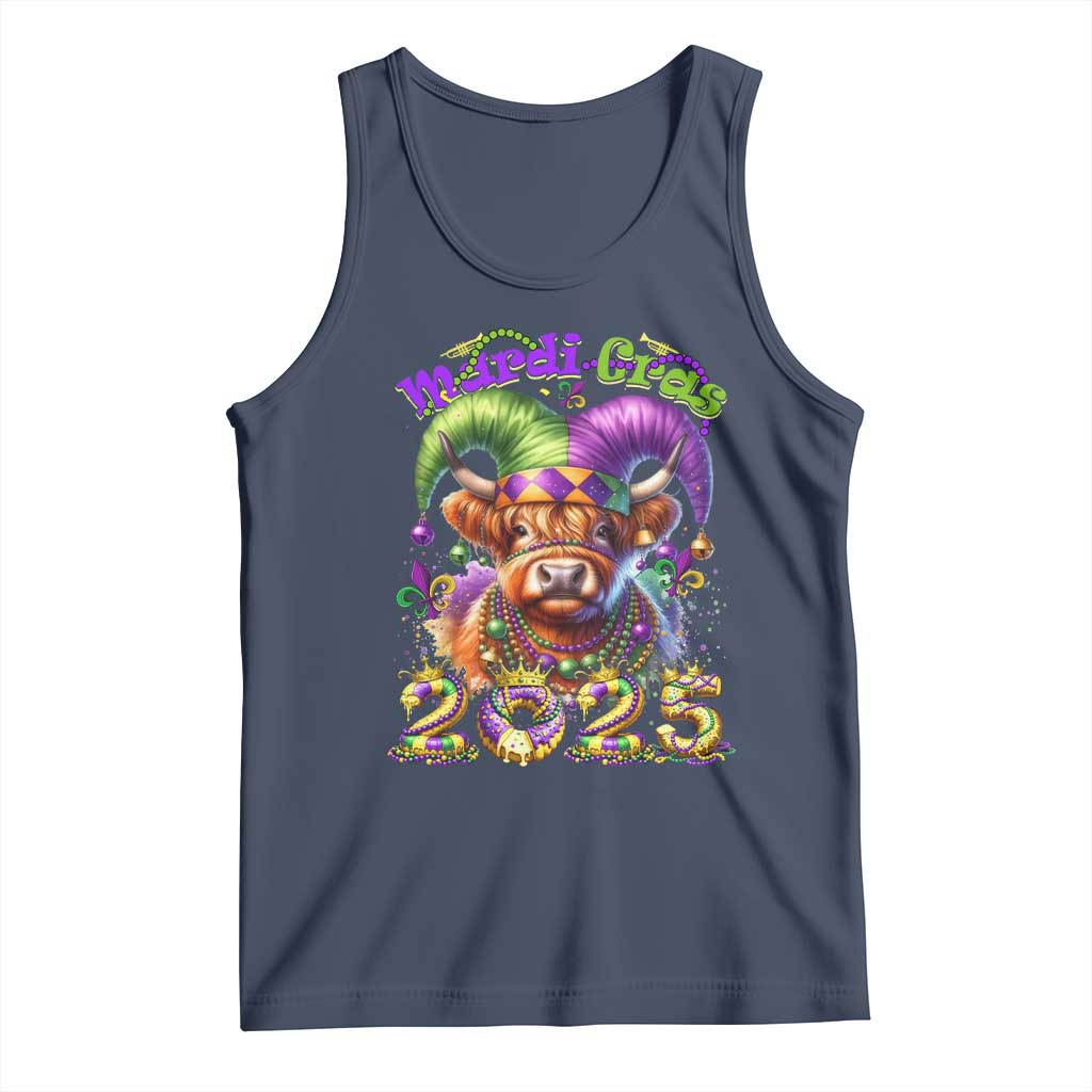 Mardi Gras 2025 Tank Top Cow Jester Outfit TS09 Navy Print Your Wear