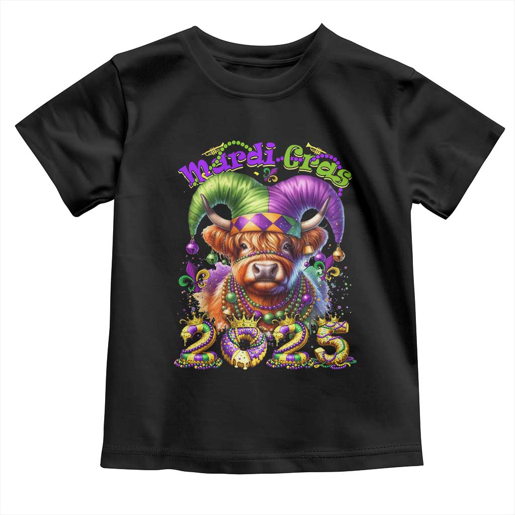 Mardi Gras 2025 Toddler T Shirt Cow Jester Outfit TS09 Black Print Your Wear