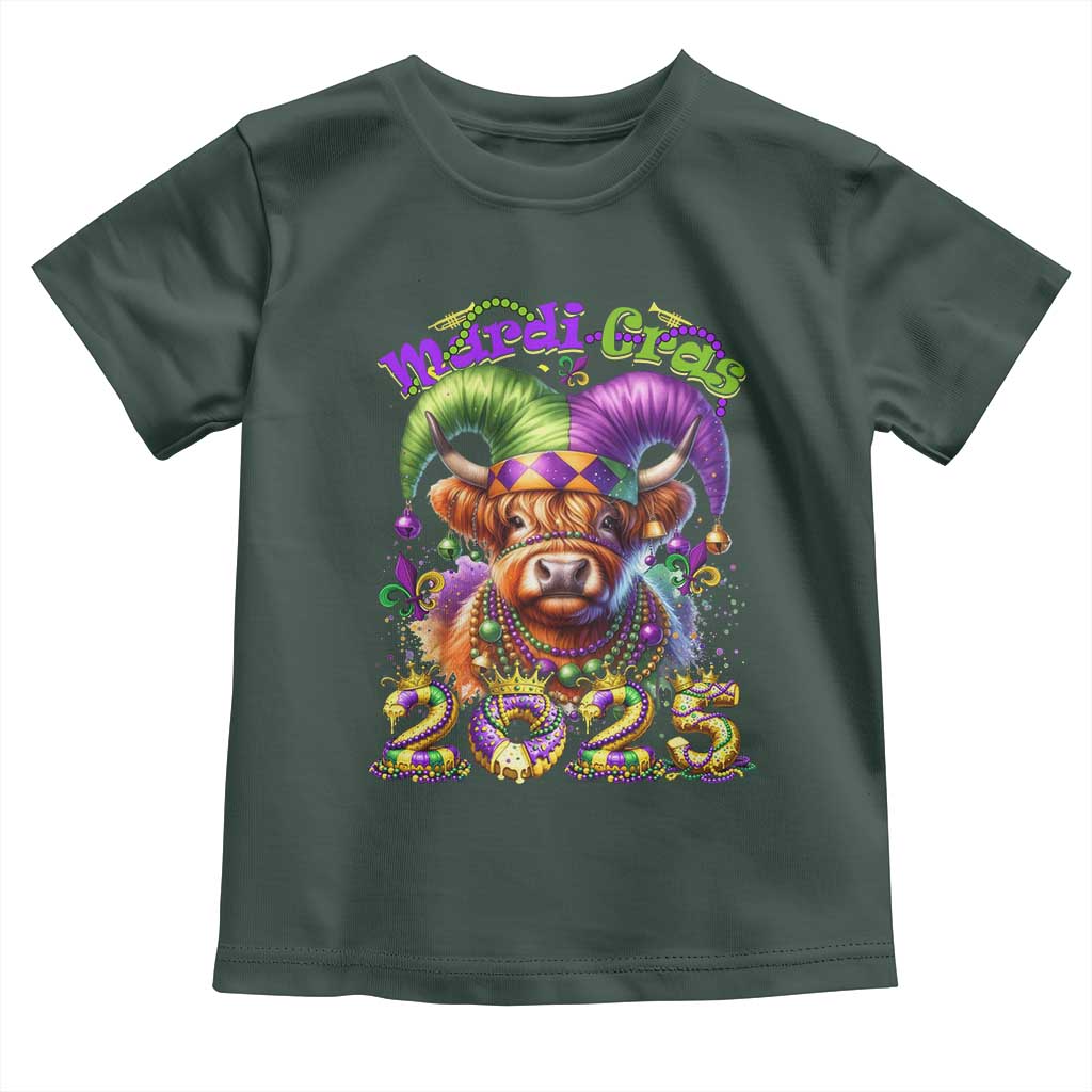Mardi Gras 2025 Toddler T Shirt Cow Jester Outfit TS09 Dark Forest Green Print Your Wear