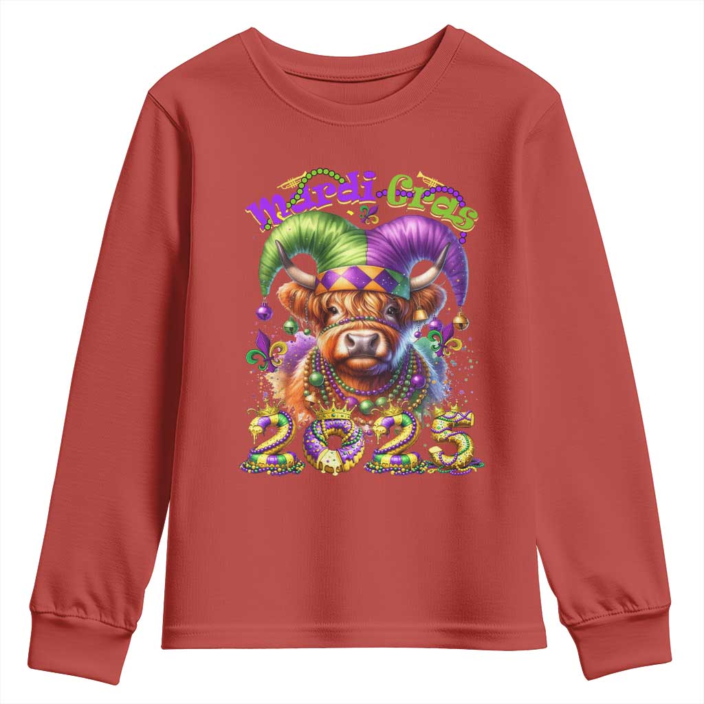 Mardi Gras 2025 Youth Sweatshirt Cow Jester Outfit TS09 Red Print Your Wear