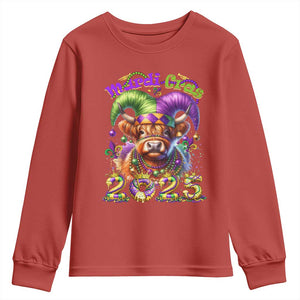 Mardi Gras 2025 Youth Sweatshirt Cow Jester Outfit TS09 Red Print Your Wear