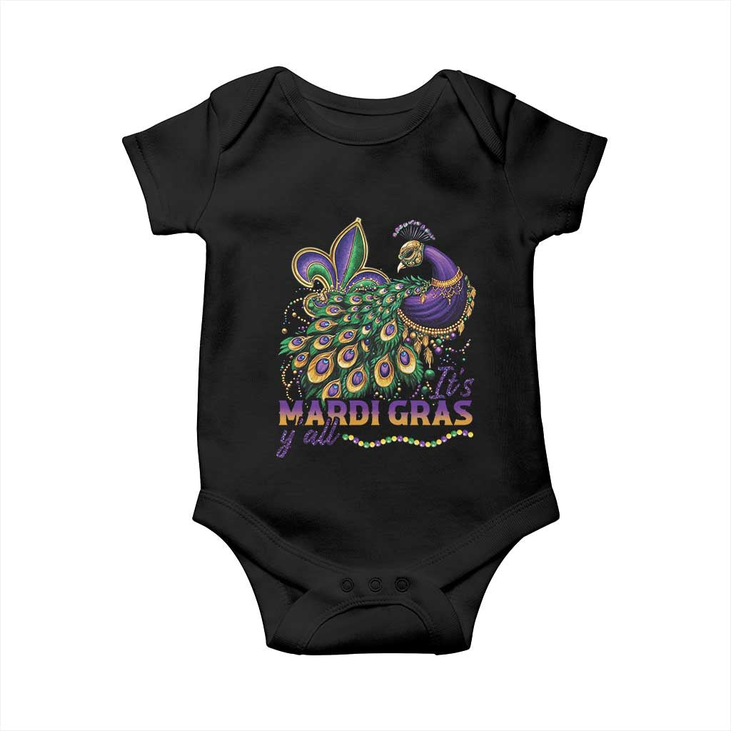 Mardi Gras Baby Onesie Its Mardi Gras Y'all Peacock Costume TS09 Black Print Your Wear