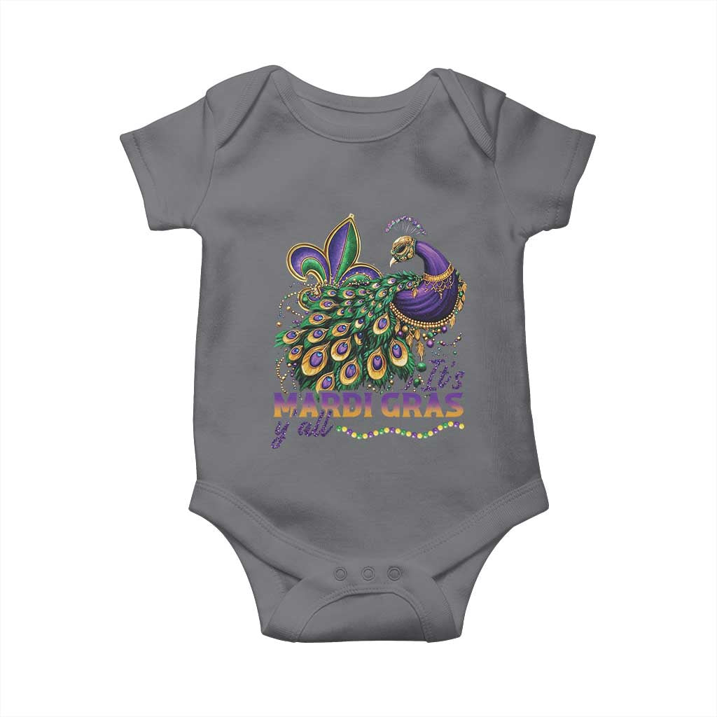 Mardi Gras Baby Onesie Its Mardi Gras Y'all Peacock Costume TS09 Charcoal Print Your Wear