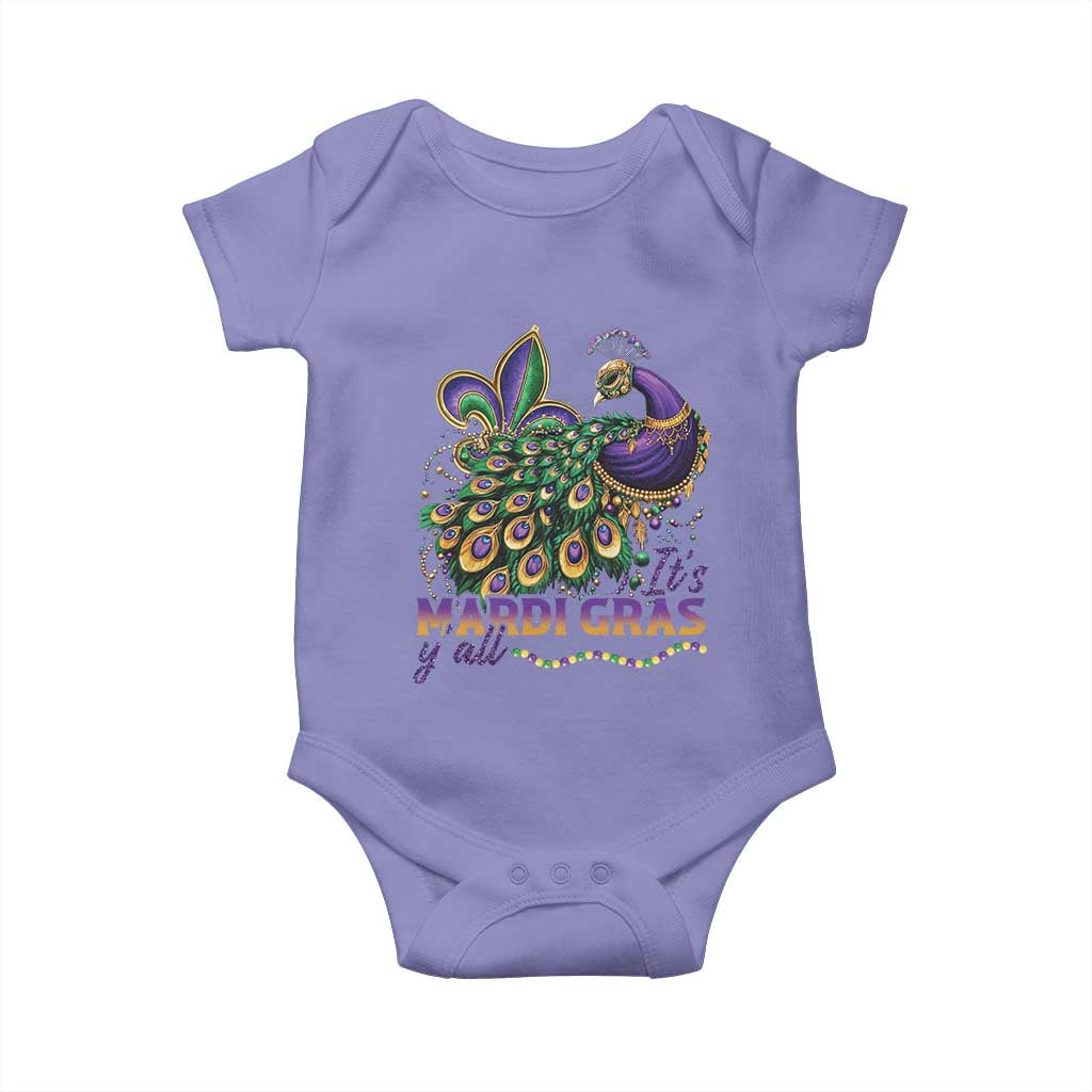 Mardi Gras Baby Onesie Its Mardi Gras Y'all Peacock Costume TS09 Violet Print Your Wear