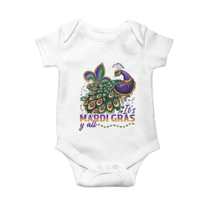 Mardi Gras Baby Onesie Its Mardi Gras Y'all Peacock Costume TS09 White Print Your Wear