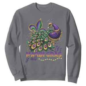 Mardi Gras Sweatshirt Its Mardi Gras Y'all Peacock Costume TS09 Charcoal Print Your Wear