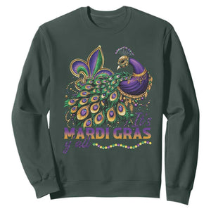 Mardi Gras Sweatshirt Its Mardi Gras Y'all Peacock Costume TS09 Dark Forest Green Print Your Wear