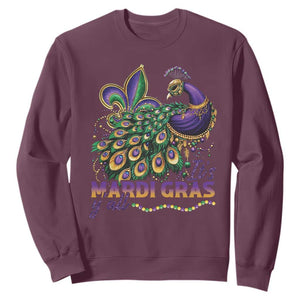 Mardi Gras Sweatshirt Its Mardi Gras Y'all Peacock Costume TS09 Maroon Print Your Wear