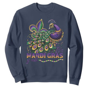 Mardi Gras Sweatshirt Its Mardi Gras Y'all Peacock Costume TS09 Navy Print Your Wear
