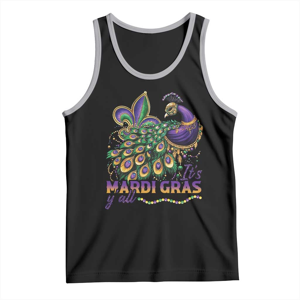 Mardi Gras Tank Top Its Mardi Gras Y'all Peacock Costume TS09 Black Athletic Heather Print Your Wear
