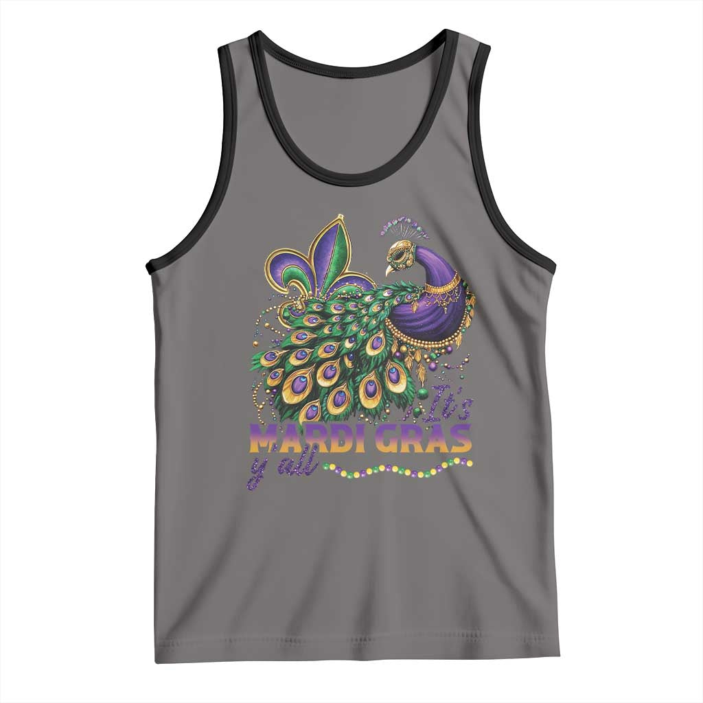 Mardi Gras Tank Top Its Mardi Gras Y'all Peacock Costume TS09 Deep Heather Black Print Your Wear