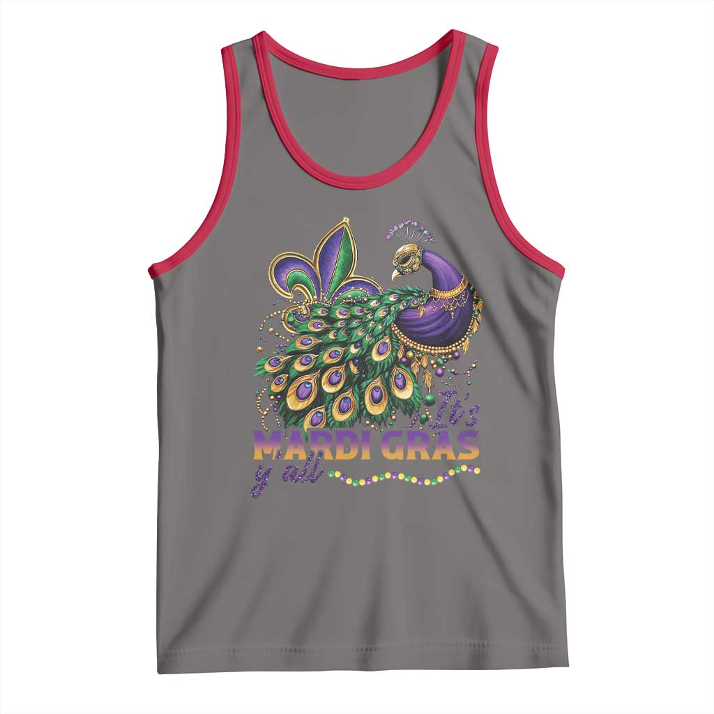 Mardi Gras Tank Top Its Mardi Gras Y'all Peacock Costume TS09 Deep Heather Red Print Your Wear