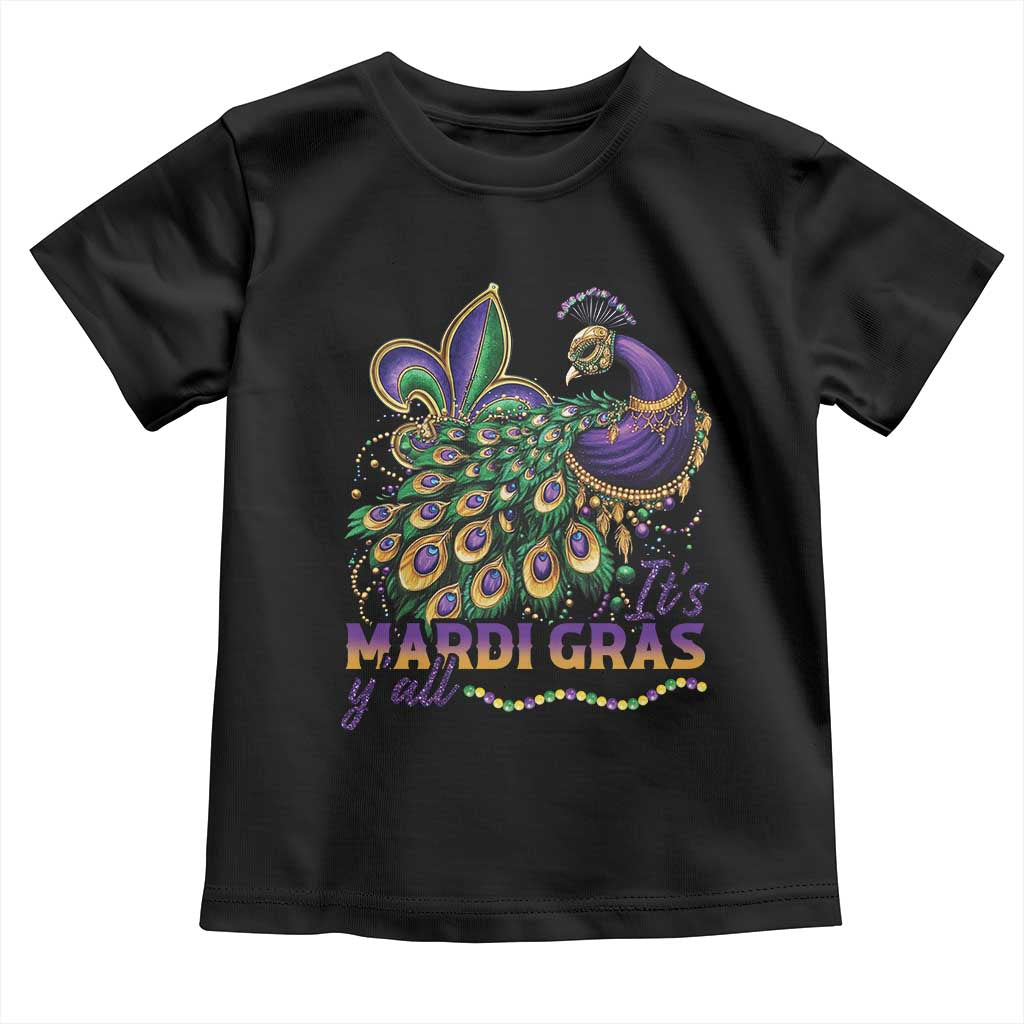 Mardi Gras Toddler T Shirt Its Mardi Gras Y'all Peacock Costume TS09 Black Print Your Wear