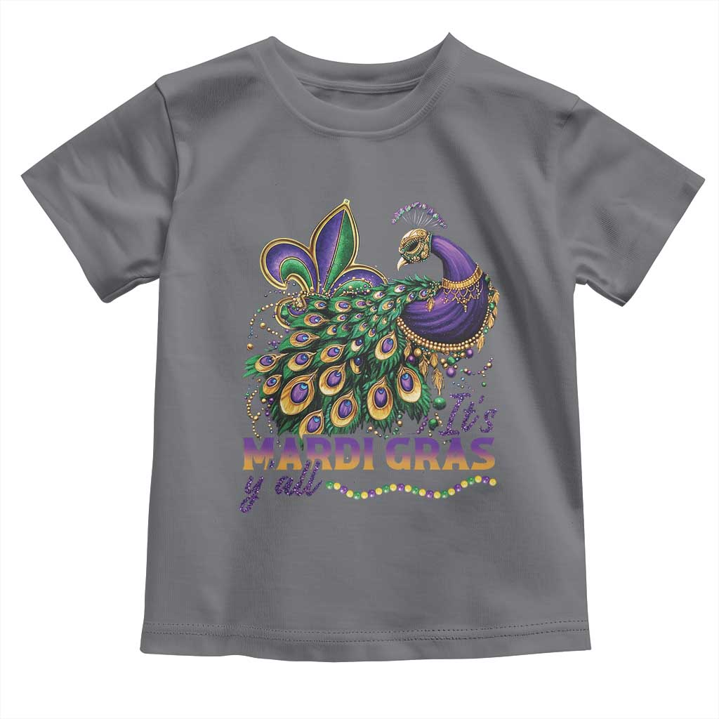 Mardi Gras Toddler T Shirt Its Mardi Gras Y'all Peacock Costume TS09 Charcoal Print Your Wear