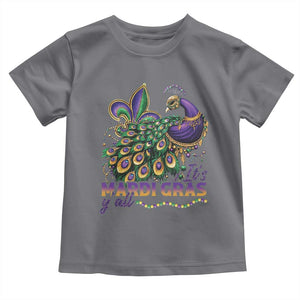 Mardi Gras Toddler T Shirt Its Mardi Gras Y'all Peacock Costume TS09 Charcoal Print Your Wear