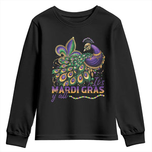 Mardi Gras Youth Sweatshirt Its Mardi Gras Y'all Peacock Costume TS09 Black Print Your Wear