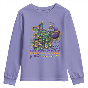 Mardi Gras Youth Sweatshirt Its Mardi Gras Y'all Peacock Costume TS09 Violet Print Your Wear