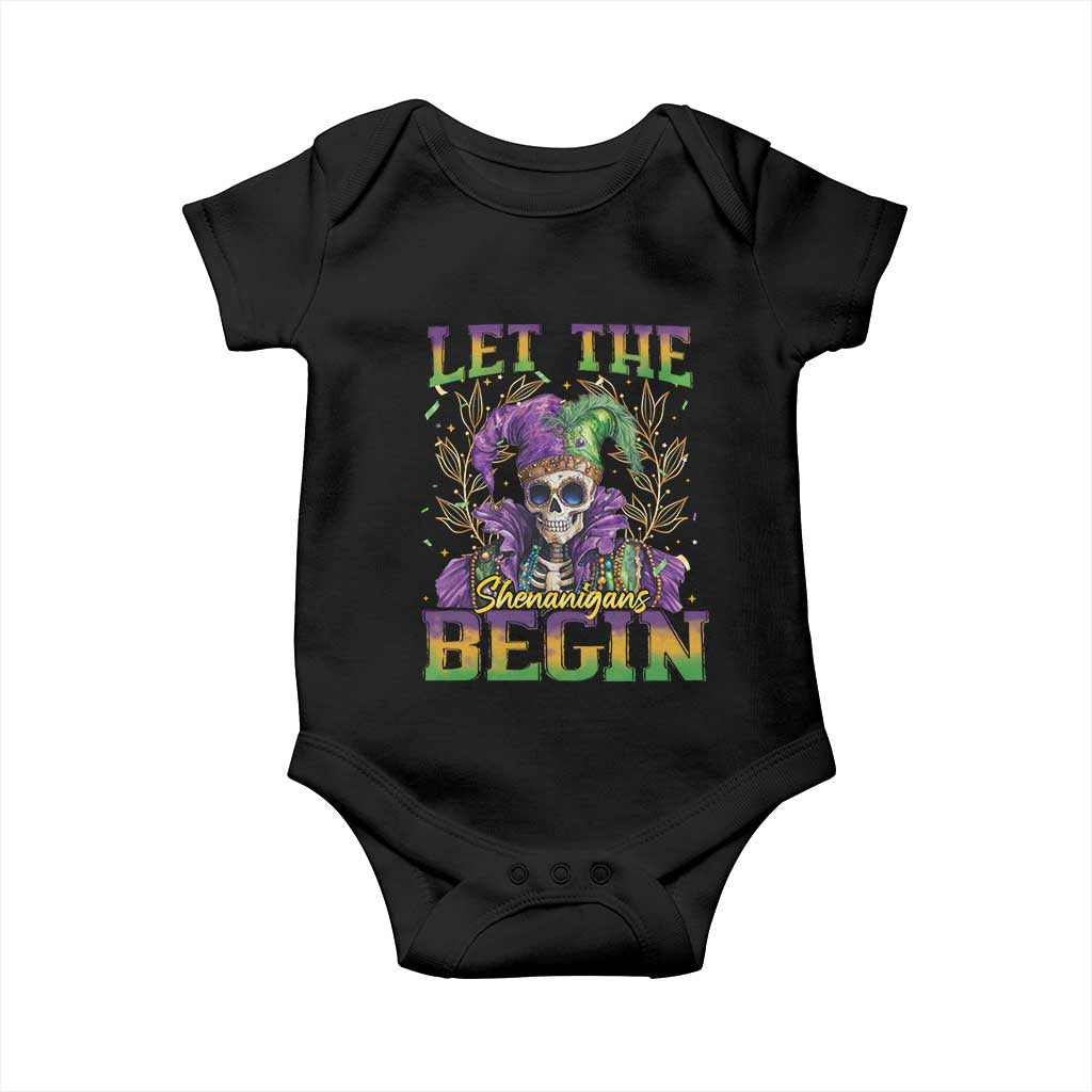 Mardi Gras Baby Onesie Let The Shenanigans Begin Skeleton Jester Costume TS09 Black Print Your Wear