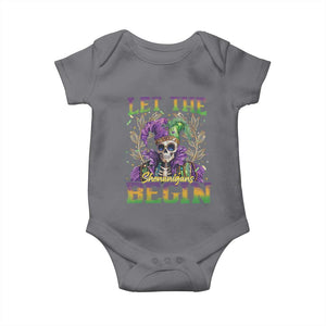 Mardi Gras Baby Onesie Let The Shenanigans Begin Skeleton Jester Costume TS09 Charcoal Print Your Wear