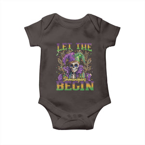Mardi Gras Baby Onesie Let The Shenanigans Begin Skeleton Jester Costume TS09 Dark Chocolate Print Your Wear
