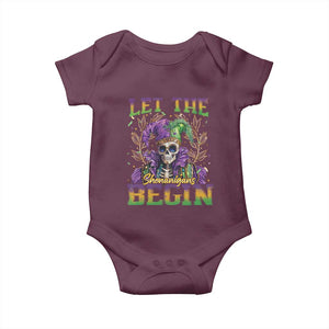 Mardi Gras Baby Onesie Let The Shenanigans Begin Skeleton Jester Costume TS09 Maroon Print Your Wear
