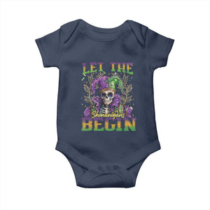 Mardi Gras Baby Onesie Let The Shenanigans Begin Skeleton Jester Costume TS09 Navy Print Your Wear