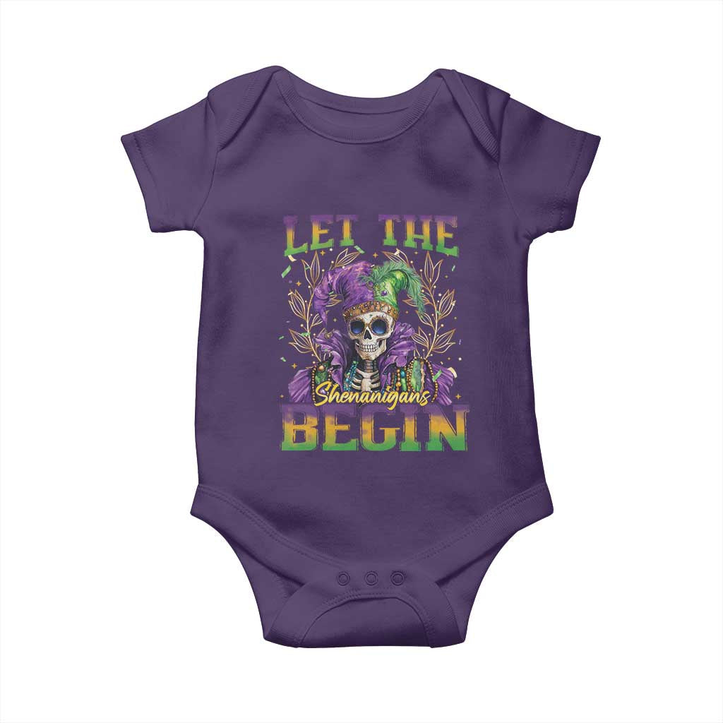 Mardi Gras Baby Onesie Let The Shenanigans Begin Skeleton Jester Costume TS09 Purple Print Your Wear