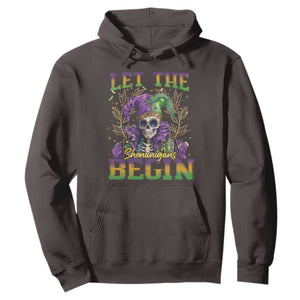 Mardi Gras Hoodie Let The Shenanigans Begin Skeleton Jester Costume TS09 Dark Chocolate Print Your Wear