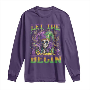 Mardi Gras Long Sleeve Shirt Let The Shenanigans Begin Skeleton Jester Costume TS09 Purple Print Your Wear