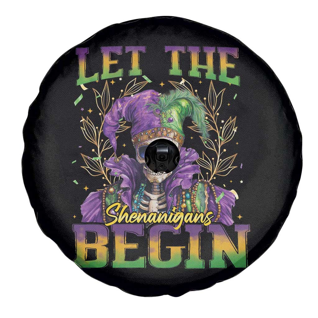Mardi Gras Spare Tire Cover Let The Shenanigans Begin Skeleton Jester Costume TS09 Print Your Wear