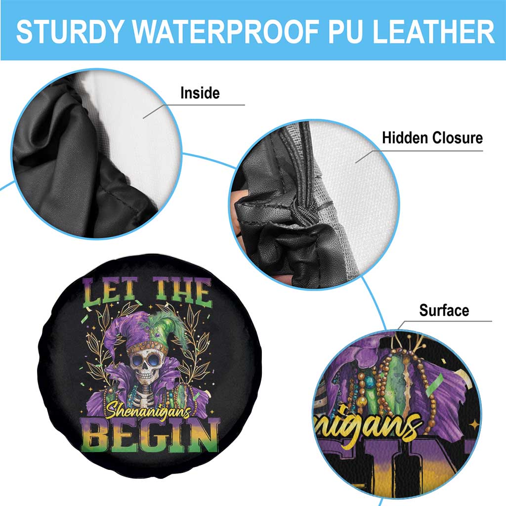 Mardi Gras Spare Tire Cover Let The Shenanigans Begin Skeleton Jester Costume TS09 Print Your Wear