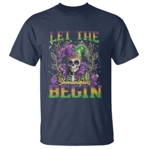 Mardi Gras T Shirt Let The Shenanigans Begin Skeleton Jester Costume TS09 Navy Print Your Wear