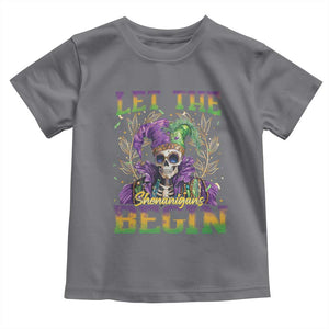 Mardi Gras Toddler T Shirt Let The Shenanigans Begin Skeleton Jester Costume TS09 Charcoal Print Your Wear