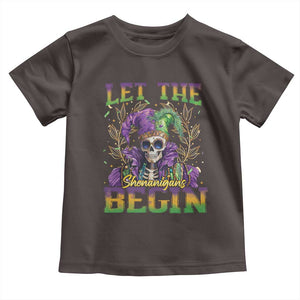Mardi Gras Toddler T Shirt Let The Shenanigans Begin Skeleton Jester Costume TS09 Dark Chocolate Print Your Wear