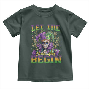 Mardi Gras Toddler T Shirt Let The Shenanigans Begin Skeleton Jester Costume TS09 Dark Forest Green Print Your Wear