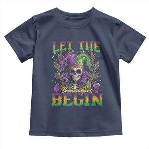 Mardi Gras Toddler T Shirt Let The Shenanigans Begin Skeleton Jester Costume TS09 Navy Print Your Wear