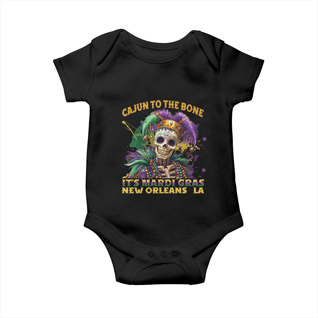 Louisiana Mardi Gras Baby Onesie Cajun To The Bone Skeleton Jester Costume TS09 Black Print Your Wear