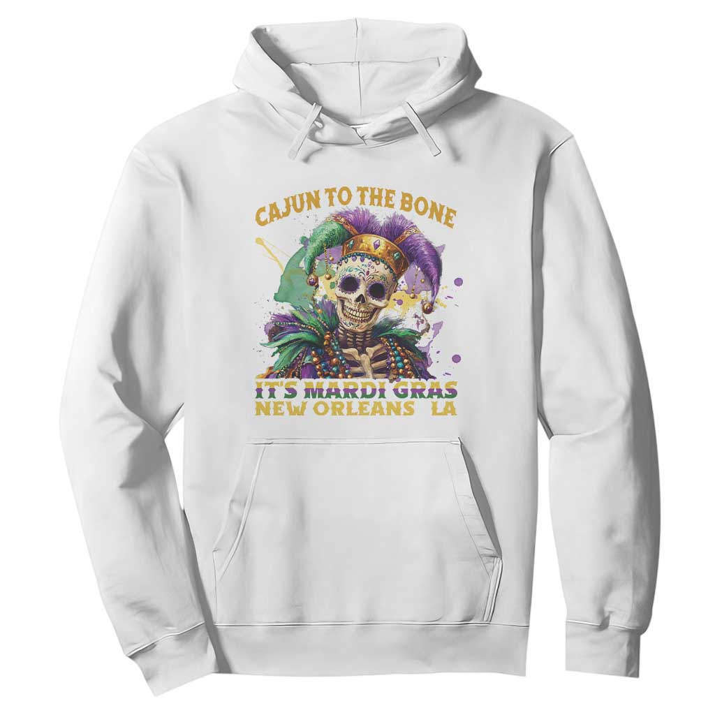 Louisiana Mardi Gras Hoodie Cajun To The Bone Skeleton Jester Costume TS09 White Print Your Wear