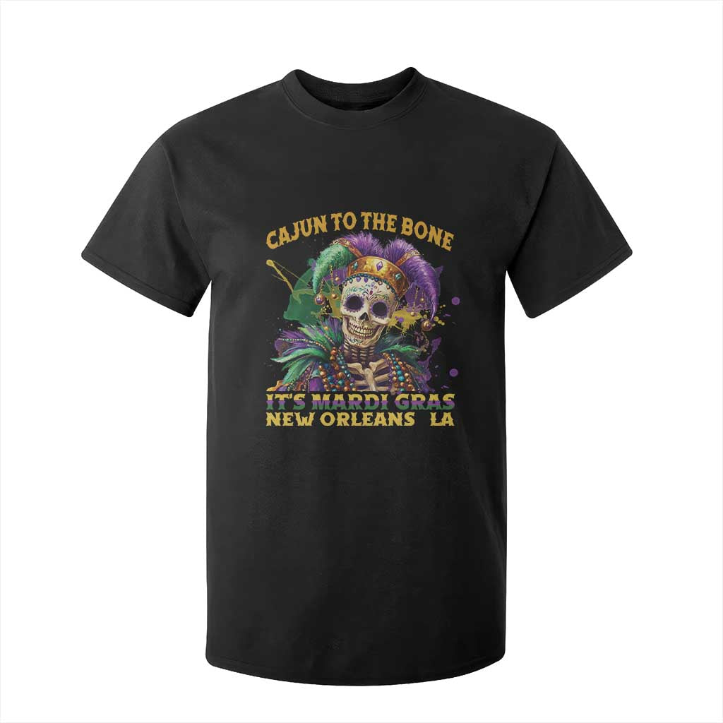 Louisiana Mardi Gras T Shirt For Kid Cajun To The Bone Skeleton Jester Costume TS09 Black Print Your Wear