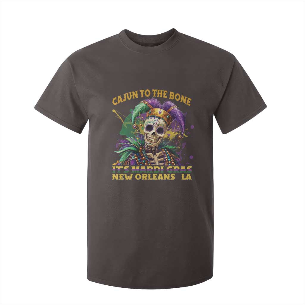 Louisiana Mardi Gras T Shirt For Kid Cajun To The Bone Skeleton Jester Costume TS09 Dark Chocolate Print Your Wear