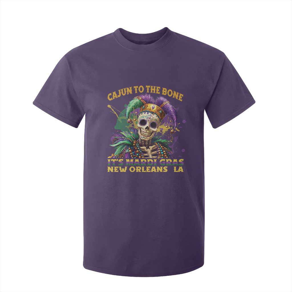 Louisiana Mardi Gras T Shirt For Kid Cajun To The Bone Skeleton Jester Costume TS09 Purple Print Your Wear