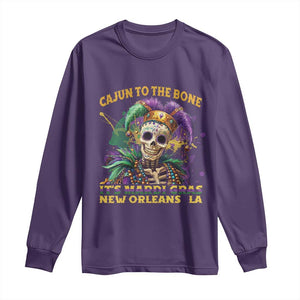 Louisiana Mardi Gras Long Sleeve Shirt Cajun To The Bone Skeleton Jester Costume TS09 Purple Print Your Wear