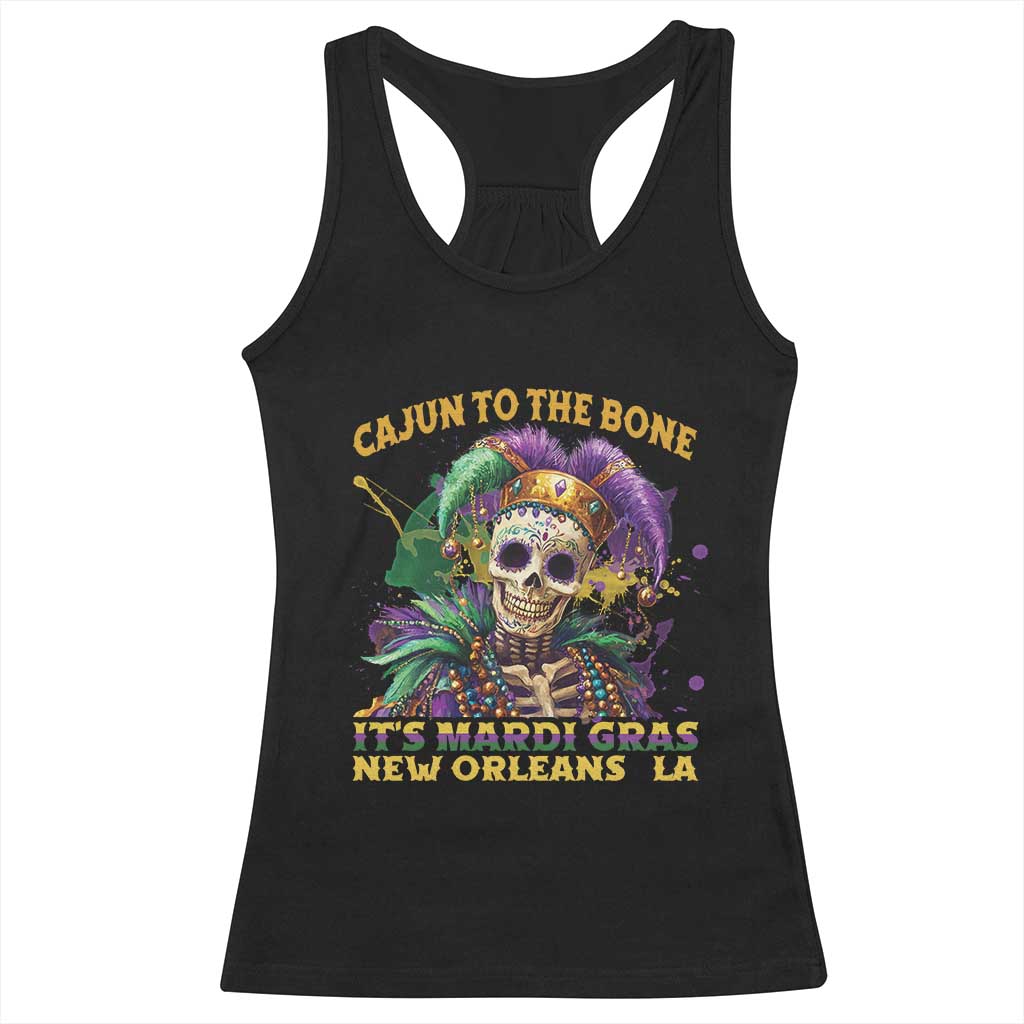 Louisiana Mardi Gras Racerback Tank Top Cajun To The Bone Skeleton Jester Costume TS09 Black Print Your Wear