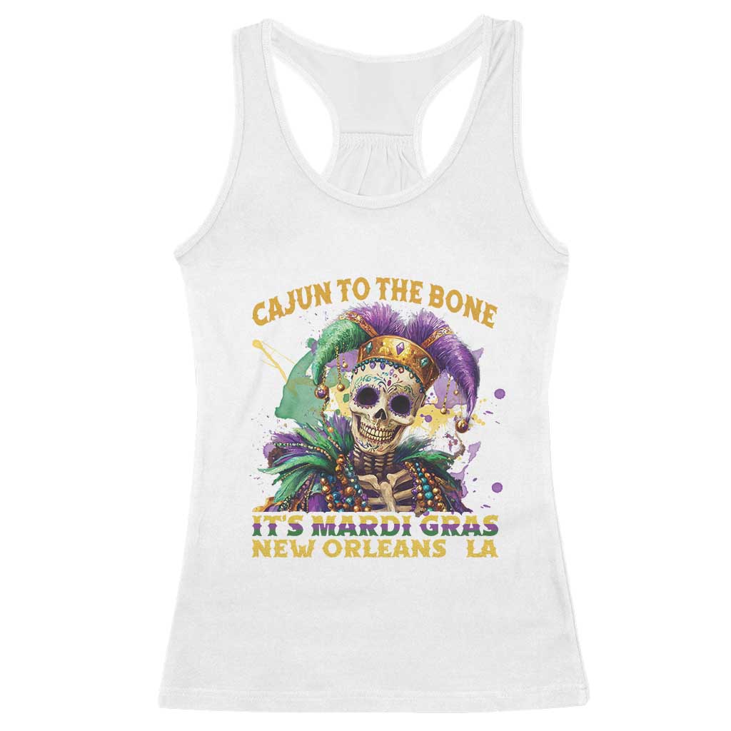 Louisiana Mardi Gras Racerback Tank Top Cajun To The Bone Skeleton Jester Costume TS09 White Print Your Wear