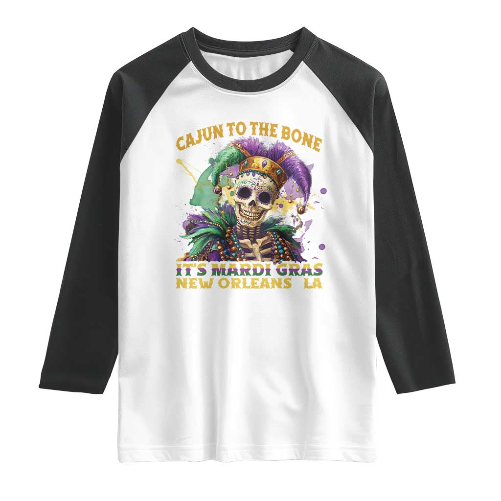 Louisiana Mardi Gras Raglan Shirt Cajun To The Bone Skeleton Jester Costume TS09 White Black Print Your Wear