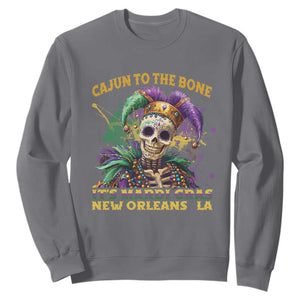 Louisiana Mardi Gras Sweatshirt Cajun To The Bone Skeleton Jester Costume TS09 Charcoal Print Your Wear