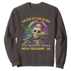 Louisiana Mardi Gras Sweatshirt Cajun To The Bone Skeleton Jester Costume TS09 Dark Chocolate Print Your Wear