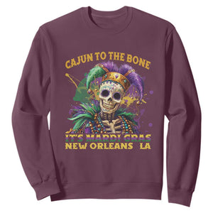 Louisiana Mardi Gras Sweatshirt Cajun To The Bone Skeleton Jester Costume TS09 Maroon Print Your Wear