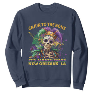 Louisiana Mardi Gras Sweatshirt Cajun To The Bone Skeleton Jester Costume TS09 Navy Print Your Wear