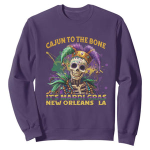 Louisiana Mardi Gras Sweatshirt Cajun To The Bone Skeleton Jester Costume TS09 Purple Print Your Wear